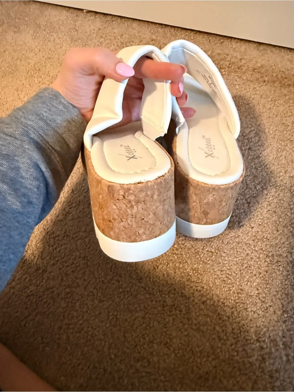 Xappeal White Cork Platform Slide Sandals Size 9 New